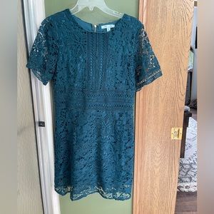 She & Sky Emerald Lace Mini Dress